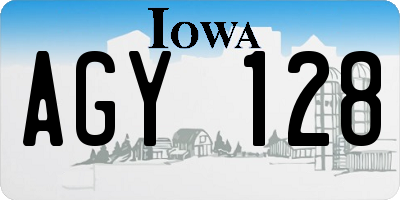IA license plate AGY128