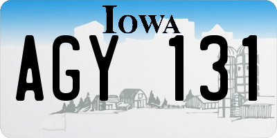 IA license plate AGY131