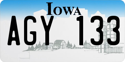 IA license plate AGY133