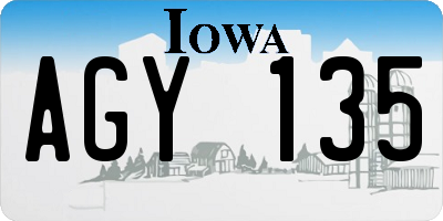 IA license plate AGY135