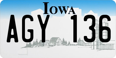 IA license plate AGY136