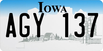 IA license plate AGY137