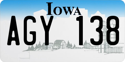IA license plate AGY138
