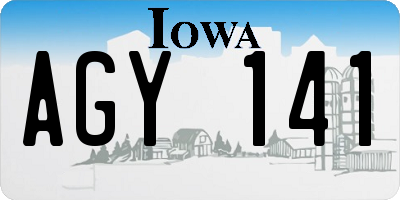 IA license plate AGY141