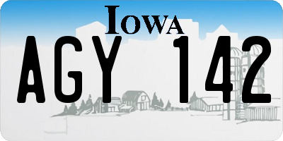 IA license plate AGY142
