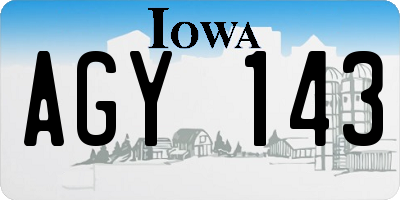 IA license plate AGY143