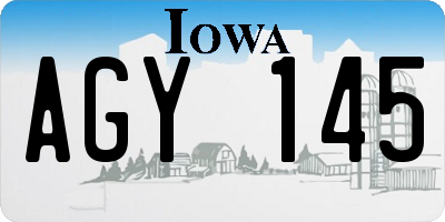 IA license plate AGY145