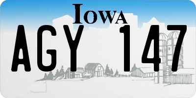 IA license plate AGY147