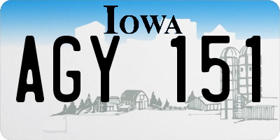 IA license plate AGY151