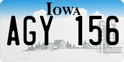 IA license plate AGY156
