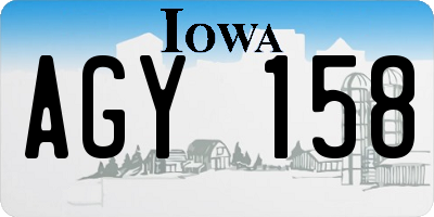 IA license plate AGY158