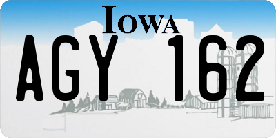 IA license plate AGY162