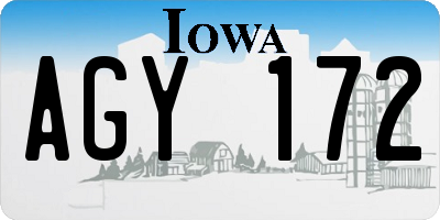 IA license plate AGY172