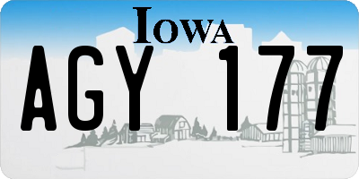 IA license plate AGY177