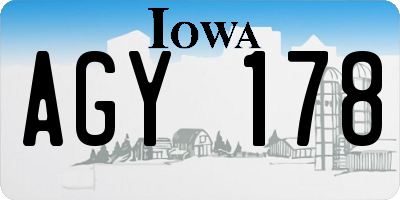 IA license plate AGY178