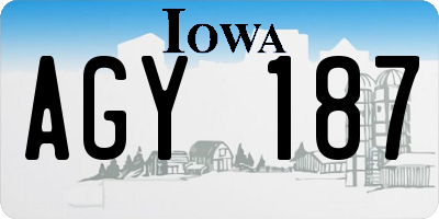 IA license plate AGY187