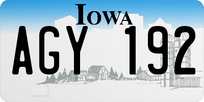 IA license plate AGY192