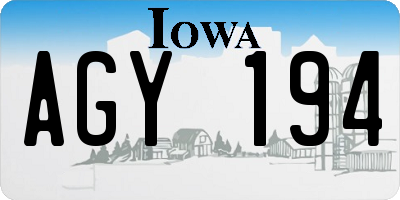 IA license plate AGY194