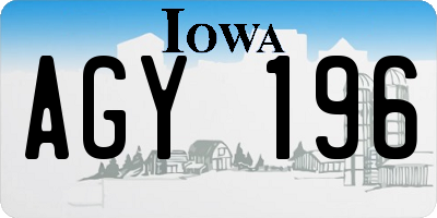 IA license plate AGY196