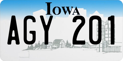 IA license plate AGY201