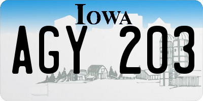 IA license plate AGY203