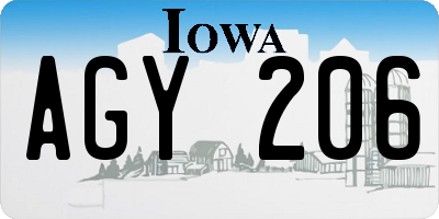 IA license plate AGY206