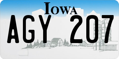 IA license plate AGY207