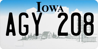 IA license plate AGY208