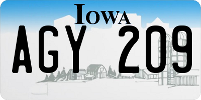 IA license plate AGY209