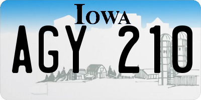 IA license plate AGY210