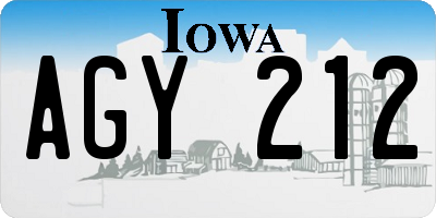 IA license plate AGY212