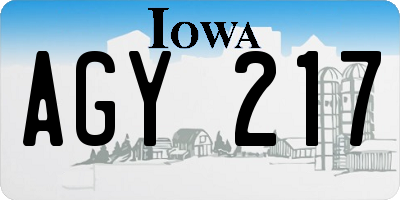 IA license plate AGY217