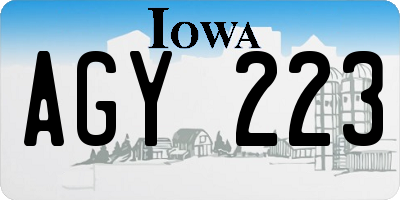IA license plate AGY223