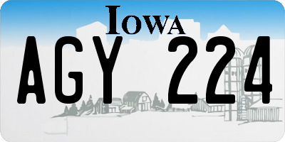IA license plate AGY224