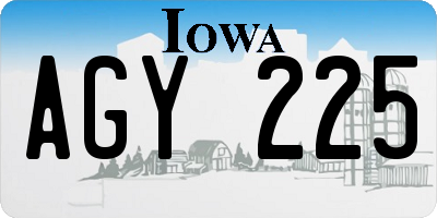 IA license plate AGY225