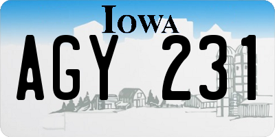 IA license plate AGY231