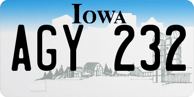 IA license plate AGY232