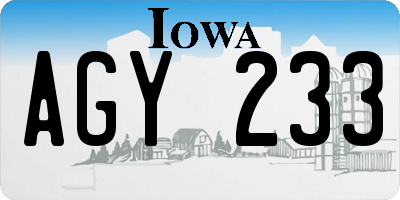 IA license plate AGY233