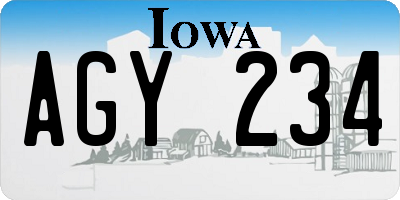 IA license plate AGY234