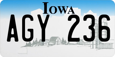 IA license plate AGY236