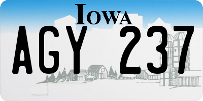 IA license plate AGY237