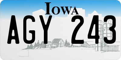 IA license plate AGY243