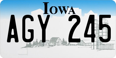 IA license plate AGY245
