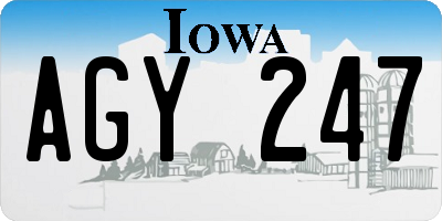 IA license plate AGY247