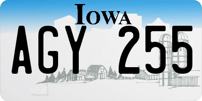 IA license plate AGY255