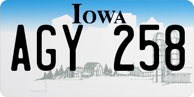 IA license plate AGY258