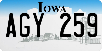 IA license plate AGY259