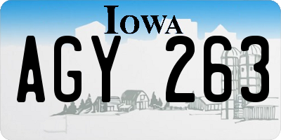 IA license plate AGY263