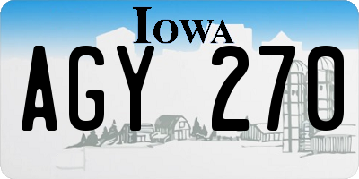 IA license plate AGY270