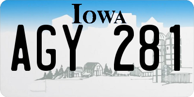 IA license plate AGY281